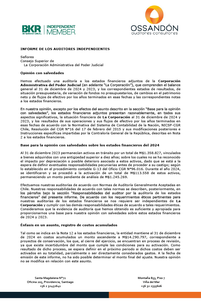 Informe de auditores externos