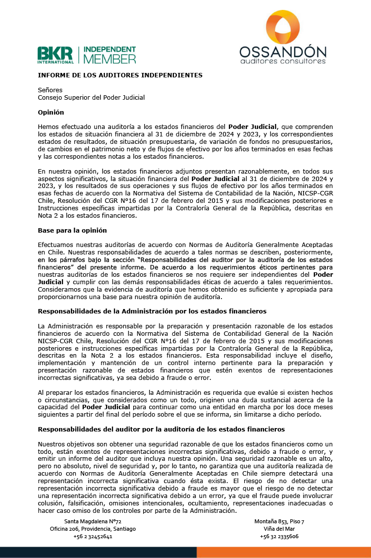 Informe de auditores externos